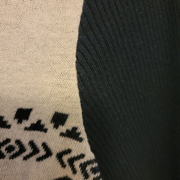 Lucky Brand Boho Thin Cardigan Sweater Southwestern Black Tan Waterfall M #409 - Picture 5 of 14